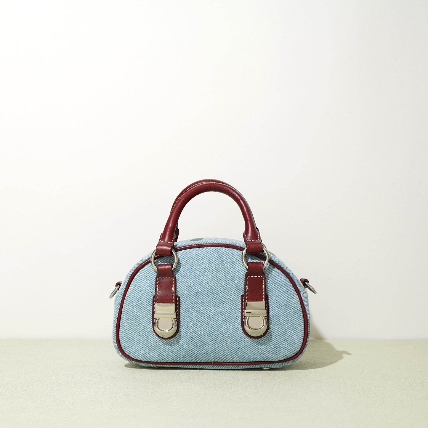 Urban Chic Denim Bun-Shaped Bag - First Layer Cowhide Style - Buy Center