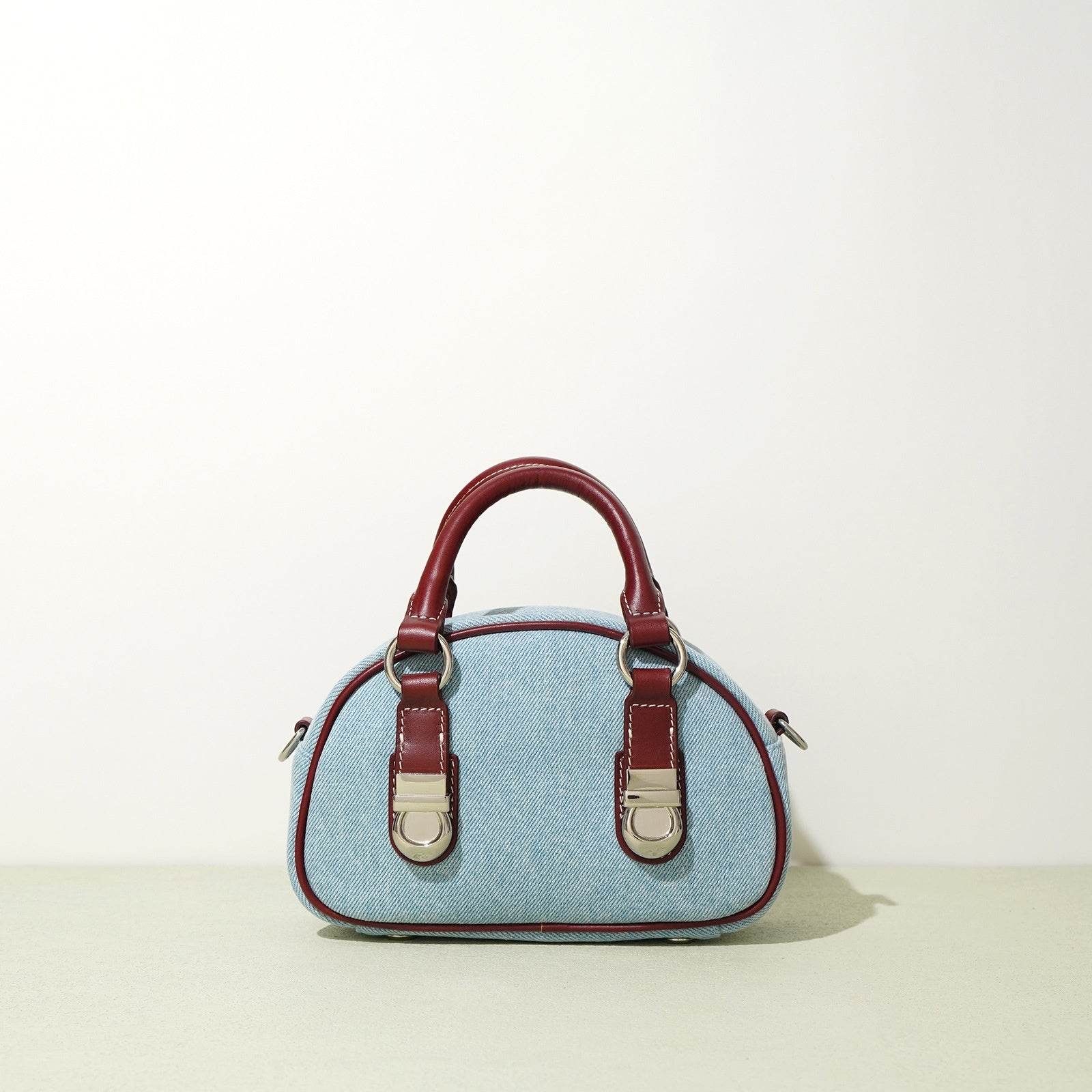 Urban Chic Denim Bun-Shaped Bag - First Layer Cowhide Style - Buy Center