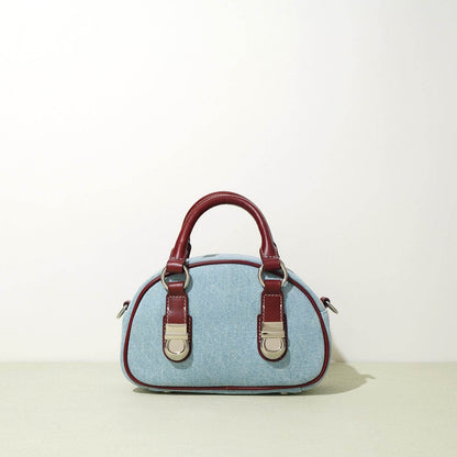 Urban Chic Denim Bun-Shaped Bag - First Layer Cowhide Style - Buy Center