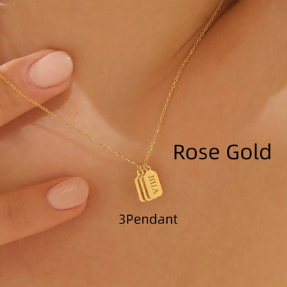 Minimalist Carved Name Pendant Necklace - Custom Stainless Steel Jewelry - Buy Center