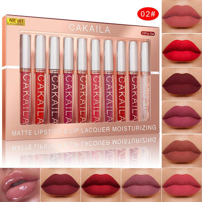 Pack of 10 Waterproof Matte Lip Gloss - Long-Lasting Color, Smooth Texture - Buy Center