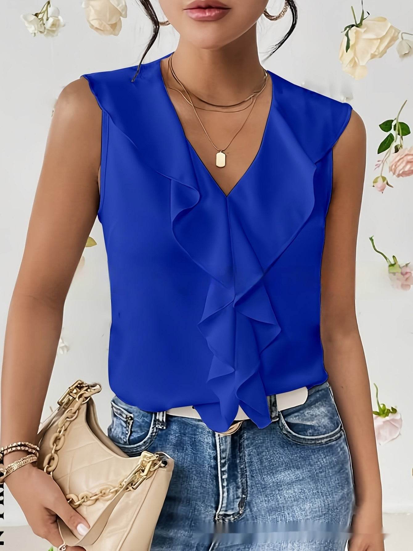Buycenter Sleeveless Chiffon Shirt - Elegant Ruffles for Every Occasion - Buy Center