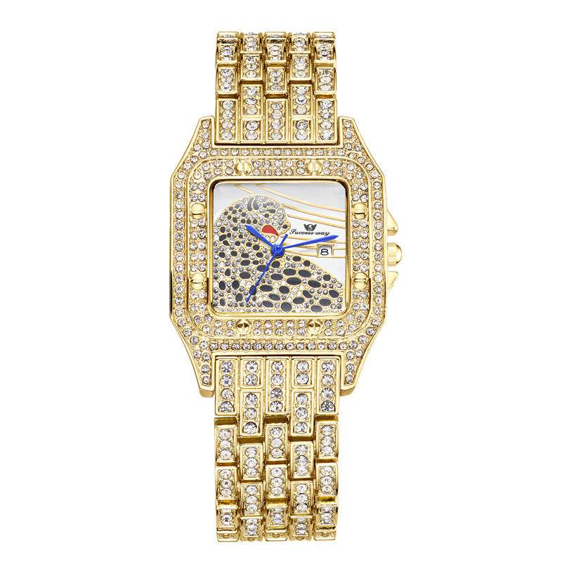 Buy Center Square Leopard Diamond Women's Watch - Waterproof Quartz Style - Buy Center