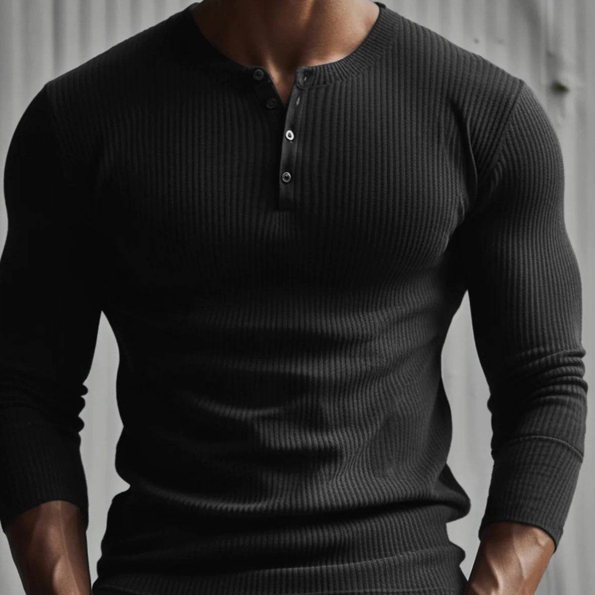 Men's Slim Fit Sports T-shirt - Long Sleeve Workout Top, Black & White - Buy Center