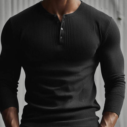 Men's Slim Fit Sports T-shirt - Long Sleeve Workout Top, Black & White - Buy Center