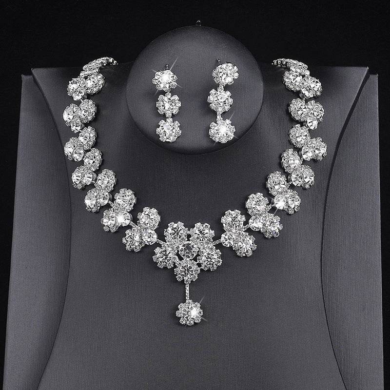 Buy Center Elegant Bride Necklace & Earrings Set - Three Piece Jewelry - Buy Center