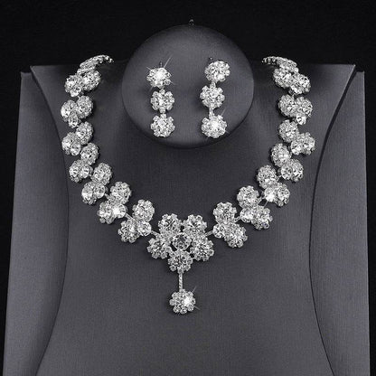 Buy Center Elegant Bride Necklace & Earrings Set - Three Piece Jewelry - Buy Center