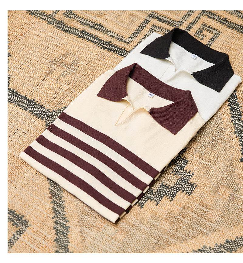 Slim Fit Lyocell Polo Shirt - Breathable Striped Short Sleeve Style - Buy Center