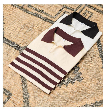 Slim Fit Lyocell Polo Shirt - Breathable Striped Short Sleeve Style - Buy Center