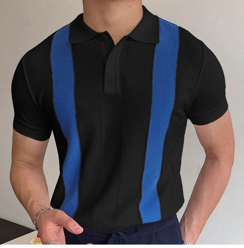 Men's White Striped Slim-fit Sweater - Stylish Tencel Short Sleeves 2025 - Buy Center