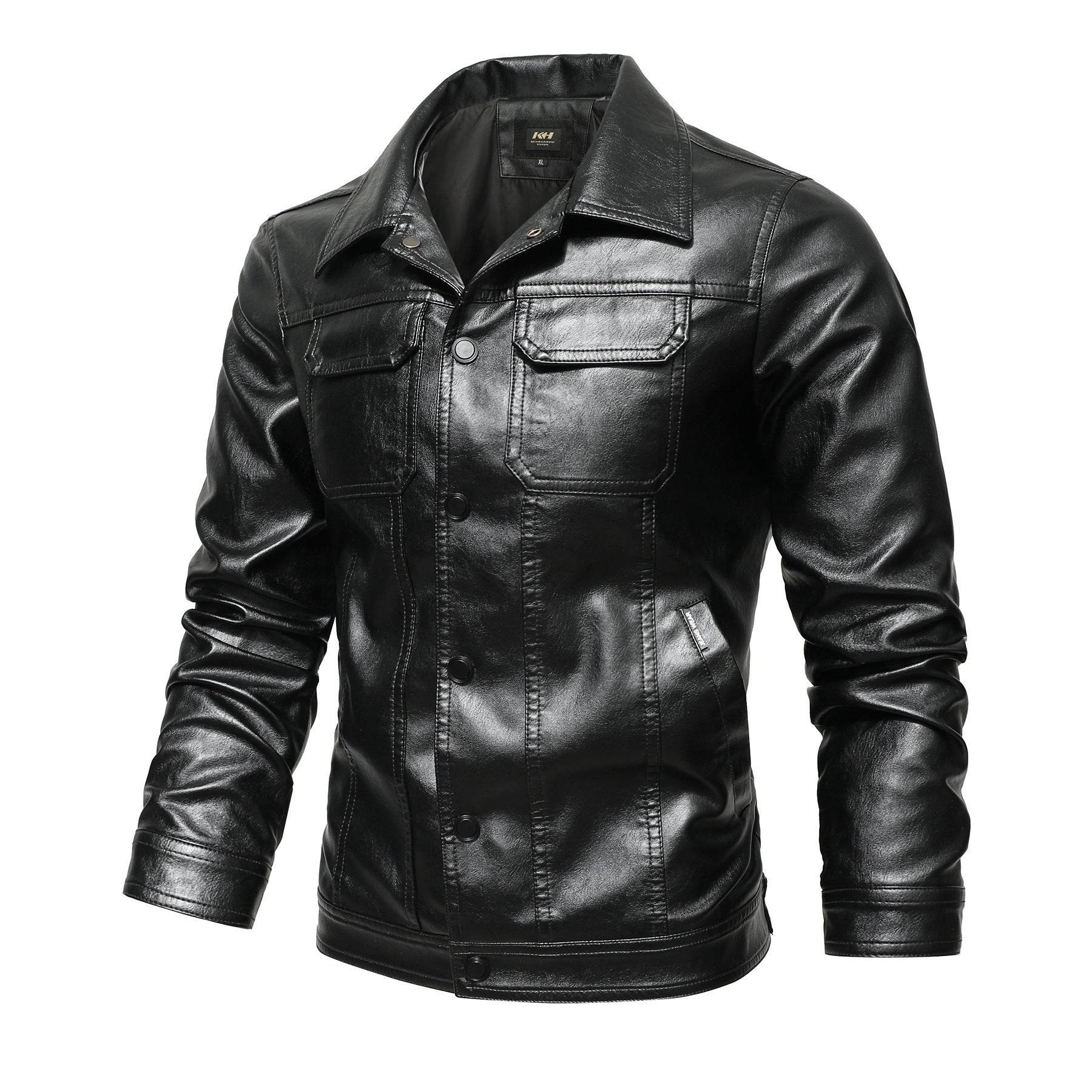 Men's Genuine Leather Jacket - Stylish Casual Workwear in Green, Black, Burgundy - Buy Center