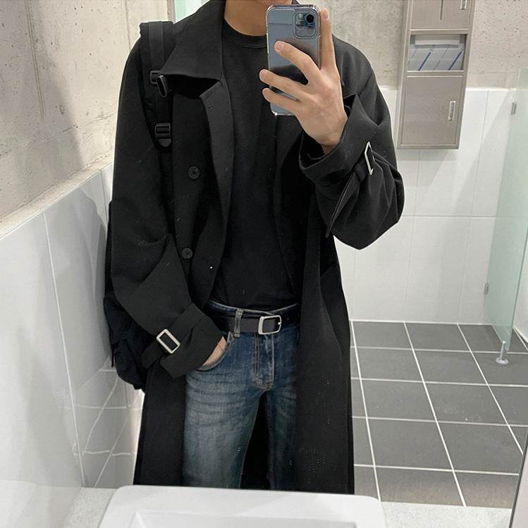 Buycenter Men's Double-Breasted Trench Coat - Stylish Korean Design - Buy Center