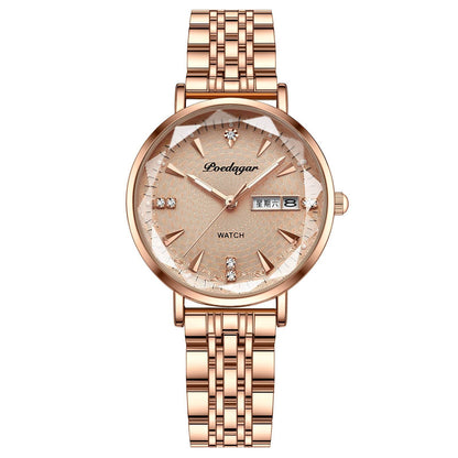 Stylish Women's Quartz Watch - Waterproof Design & Double Calendar Feature - Buy Center