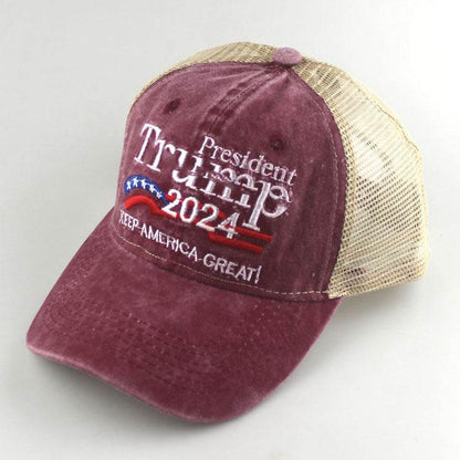 2024 American Election Baseball Cap - Washed Cotton Truck Driver Hat - Buy Center