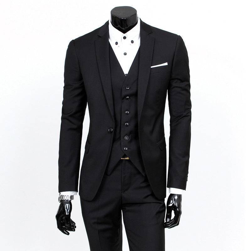 Buycenter Slim-Fit Three-Piece Suit Set - Korean Formal Wear for Winter - Buy Center