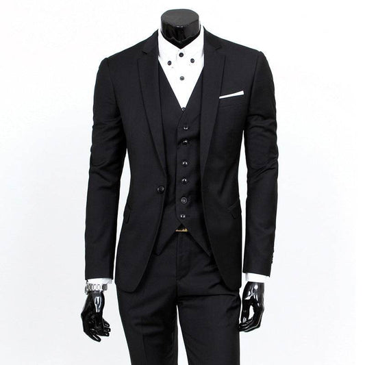 Buycenter Slim-Fit Three-Piece Suit Set - Korean Formal Wear for Winter - Buy Center