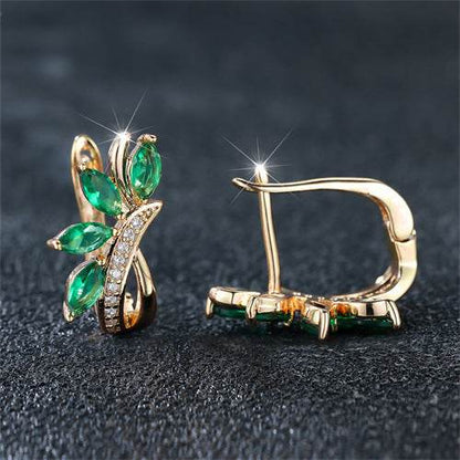 Elegant Water Drop Flower Earrings - Green Zircon Copper Jewelry - Buy Center