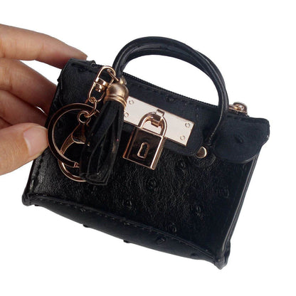 Trendy Fashionable Leather Mini Handbag with Tassels - Solid Color - Buy Center