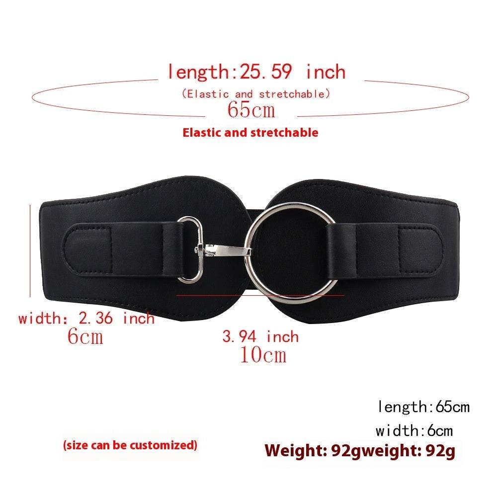 Women's PU Leather Wide Belt - Chic Design with Gold Buckle for 2025 - Buy Center