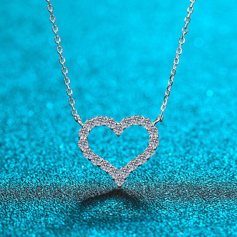 Buycenter Heart Shape Necklace for Women - 925 Silver Moissanite Pendant - Buy Center