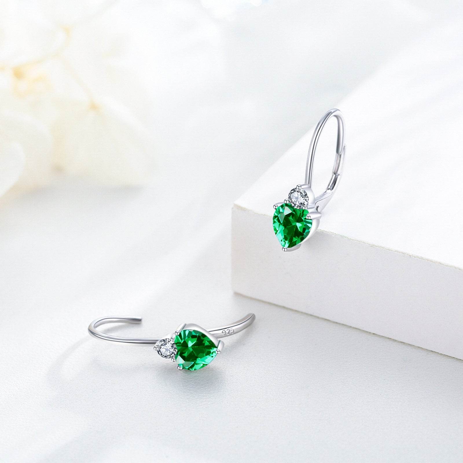925 Sterling Silver Heart Zirconia Earrings - Hypoallergenic and Stylish - Buy Center
