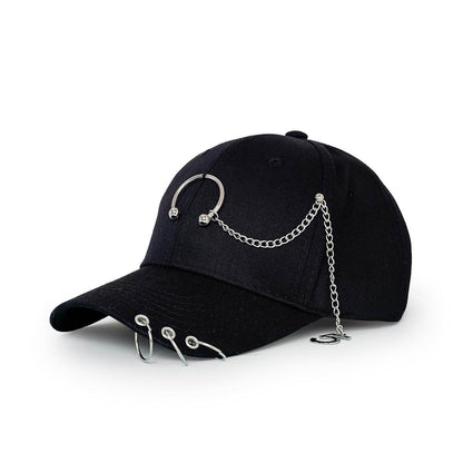 Buycenter Wide-Brimmed Baseball Hat with Chain Hoop - Adjustable Sun Protection - Buy Center
