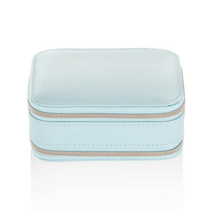 Compact PU Leather Jewelry Box - Stylish Zipper Organizer in Two Colors - Buy Center