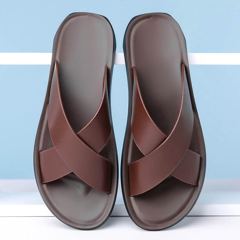 Men's Leather Summer Casual Slippers - Stylish, Durable Comfort Footwear - Buy Center