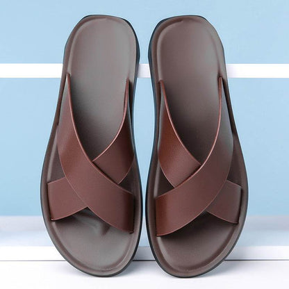 Men's Leather Summer Casual Slippers - Stylish, Durable Comfort Footwear - Buy Center