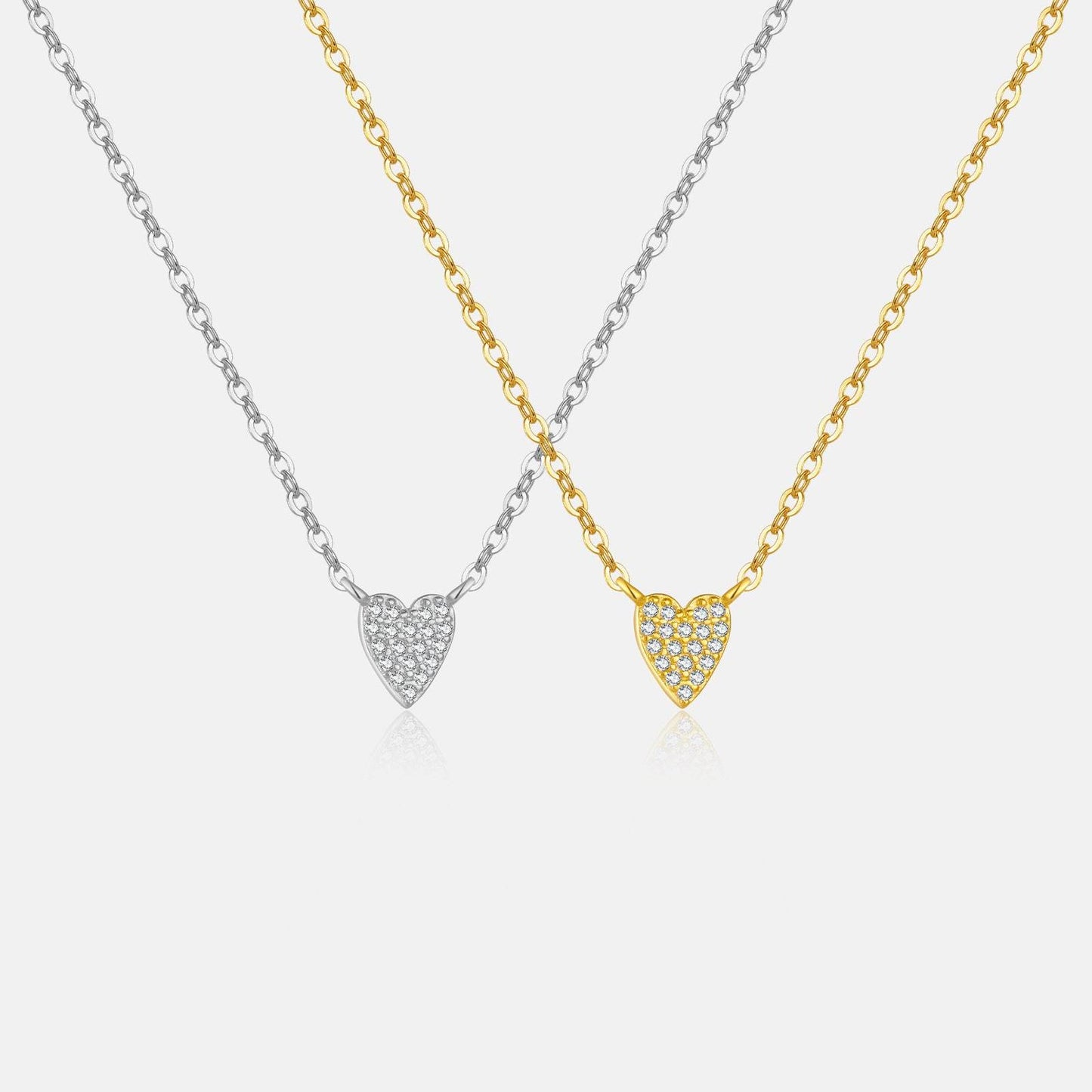 Buycenter S925 Diamond Heart Pendant Necklace - Sterling Silver Love Jewelry - Buy Center