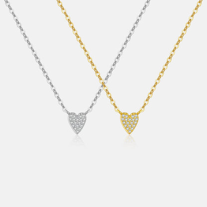 Buycenter S925 Diamond Heart Pendant Necklace - Sterling Silver Love Jewelry - Buy Center