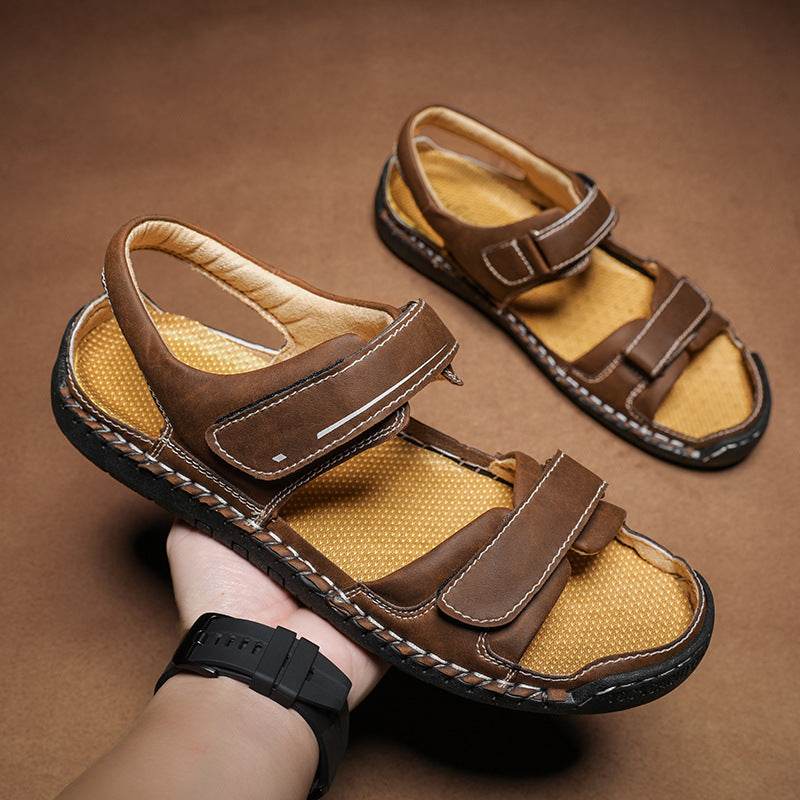 Trendy Men's Casual Leather Sandals - Comfortable PU & Durable Rubber Sole - Buy Center