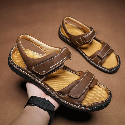 Trendy Men's Casual Leather Sandals - Comfortable PU & Durable Rubber Sole - Buy Center