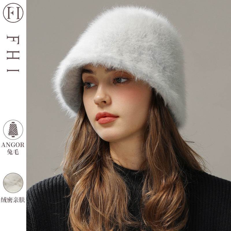 Big Head Rabbit Plush Hat - Milky White, Cozy Fashion for Women - Buy Center