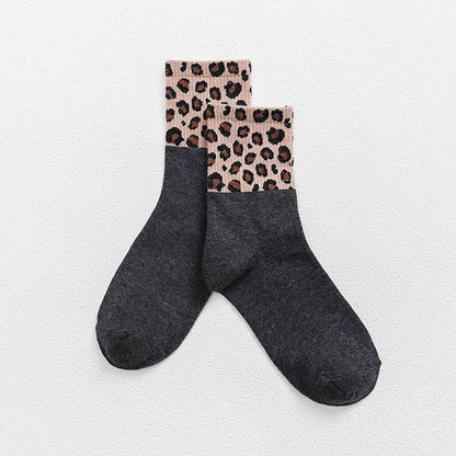 Mid-Calf Leopard Print Socks for Women - Stylish Cotton Comfort 2025 - Buy Center