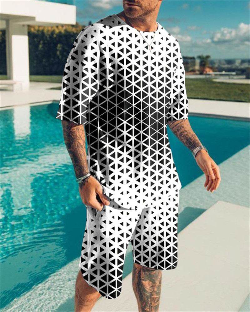 Simple Men's 3D Print Oversized Shirt & Shorts Set - Stylish Comfort 2025 - Buy Center