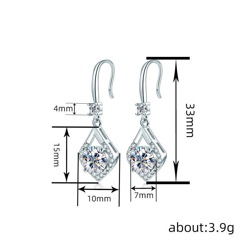 Buy Center Shiny Zircon Earrings - Fashionable Geometry in White Gold - Buy Center