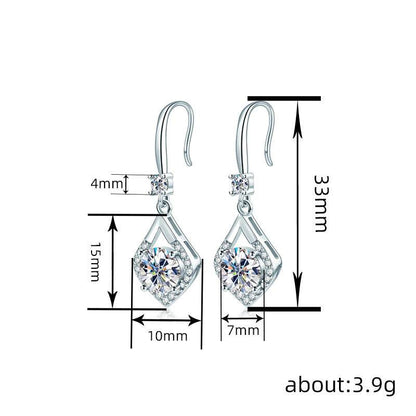 Buy Center Shiny Zircon Earrings - Fashionable Geometry in White Gold - Buy Center