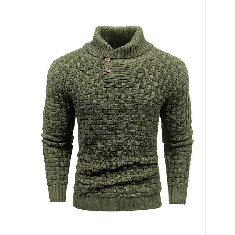 Buycenter Men's Slim Turtleneck Sweater - Trendy Button Design Pullover - Buy Center