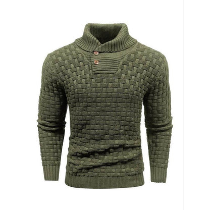 Buycenter Men's Slim Turtleneck Sweater - Trendy Button Design Pullover - Buy Center
