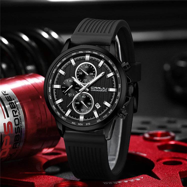 New Men's Silicone Strap Watch - Stylish Six-Pin Steel Case 2025 - Buy Center