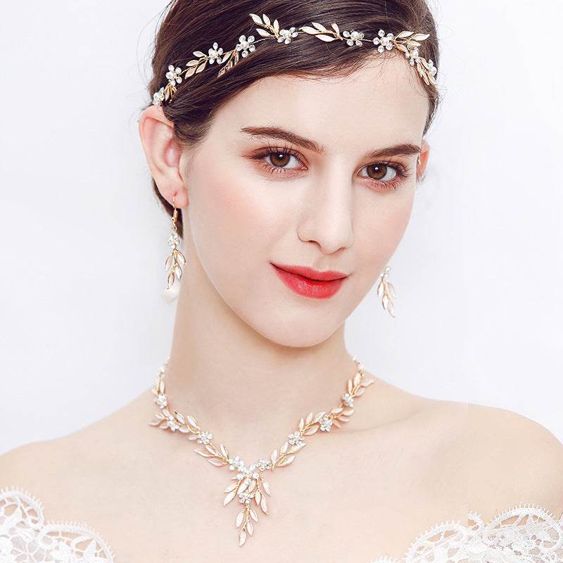 European-American Bridal Jewelry Set - Elegant 3-Piece Earrings & Necklace - Buy Center