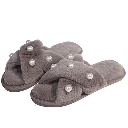 Buycenter Women's Pearl Cross Slippers - Cozy Indoor/Outdoor Footwear - Buy Center