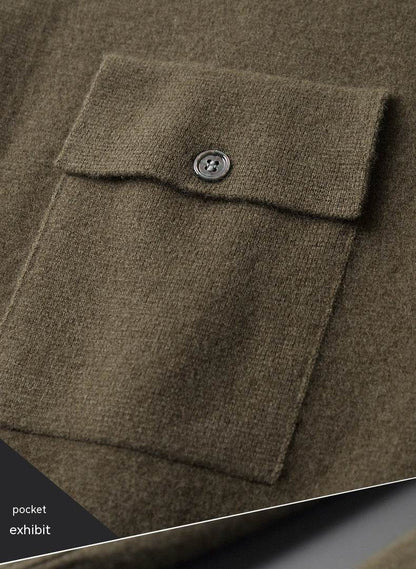 Buycenter Men's Wool Cardigan - Solid Color Thick Coat for Autumn Winter - Buy Center