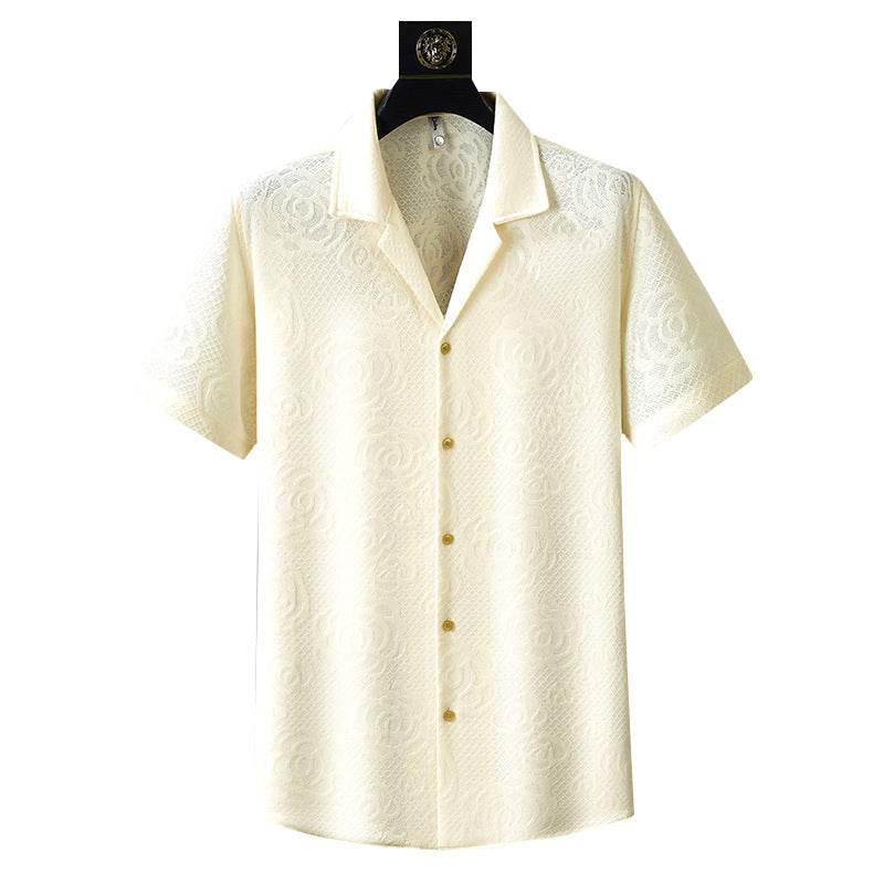 Buycenter Men's Short Sleeve Knitted Shirt - Solid Color, Slim Fit - Buy Center