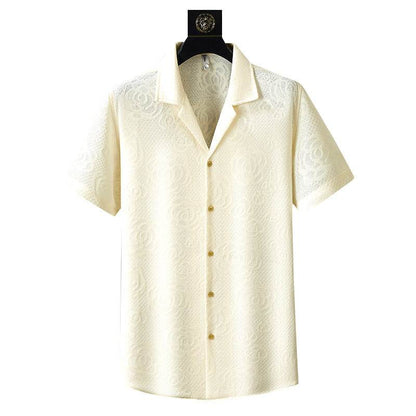 Buycenter Men's Short Sleeve Knitted Shirt - Solid Color, Slim Fit - Buy Center