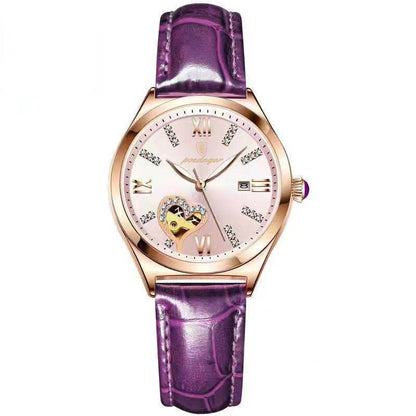 Stylish Female Student Automatic Mechanical Watch - Rhinestone Elegance - Buy Center