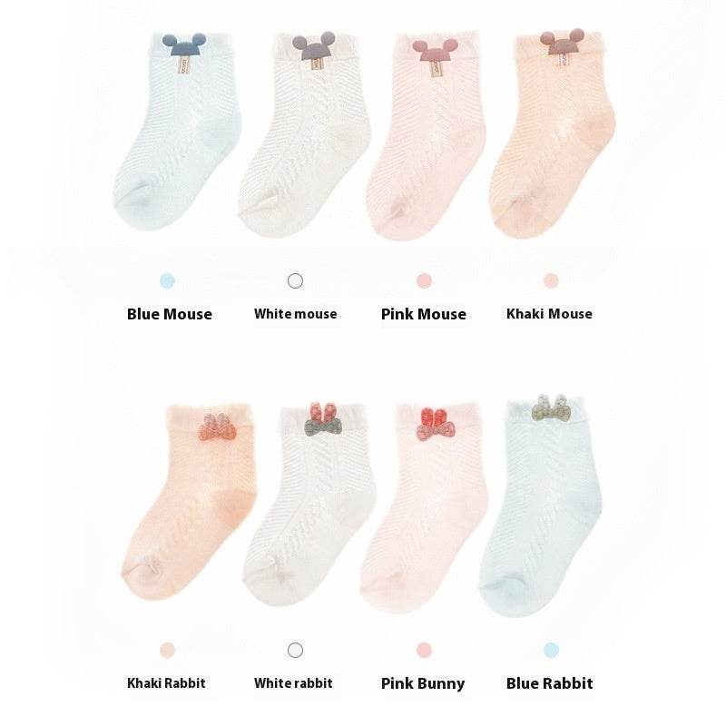Cute Breathable Mesh Baby Socks - Thin Cotton, Striped & Cartoon Designs - Buy Center
