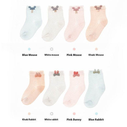 Cute Breathable Mesh Baby Socks - Thin Cotton, Striped & Cartoon Designs - Buy Center