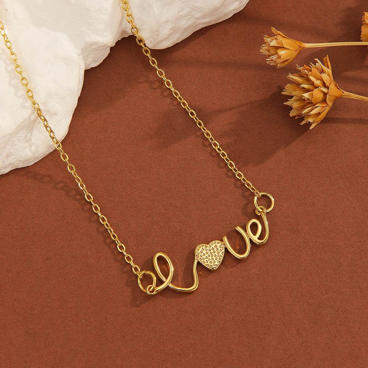 Exquisite Gold Plated Diamond Love Pendant Necklace - Infinite Symbol Charm - Buy Center